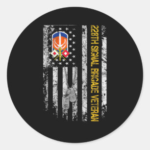 Pegatina Redonda Vintage militar de la brigada de señalización 228 