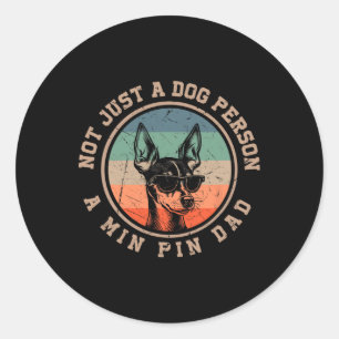 Pegatina Redonda Vintage Min Pin Dad Funny Bernard Dog Dad