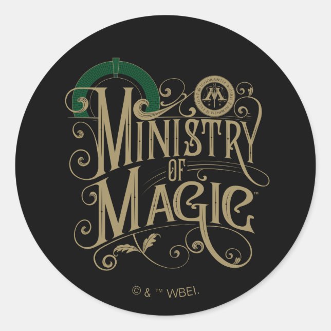 Pegatina Redonda Vintage MINISTRY OF MAGIC™ Graphic (Anverso)