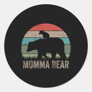 Pegatina Redonda Vintage Momma Bear Funny Día de la Madre