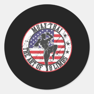 Pegatina Redonda Vintage Muay Thai Karate Boxing Artes marciales mi