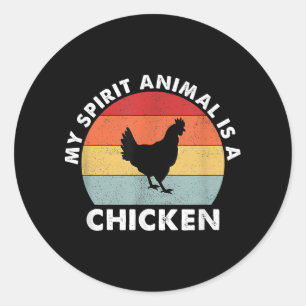 Pegatina Redonda Vintage My Spirit Animal es un pollo