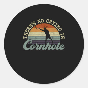 Pegatina Redonda Vintage No Crying Retro Cornhole