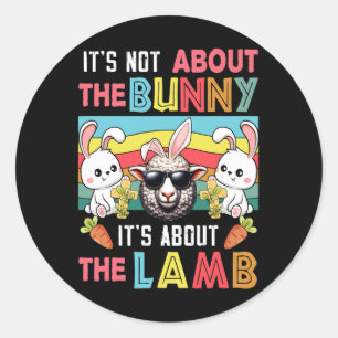 Pegatina Redonda Vintage no es conejito, se trata de Lamb Easter Bu