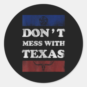 Pegatina Redonda Vintage No Te Metas Con Longhorn Lone Star State T