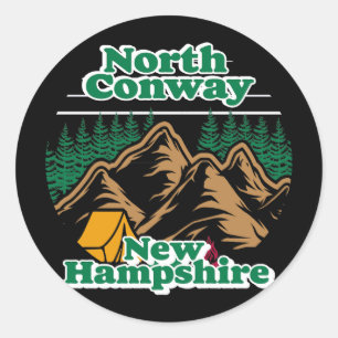 Pegatina Redonda Vintage North Conway New Hampshire