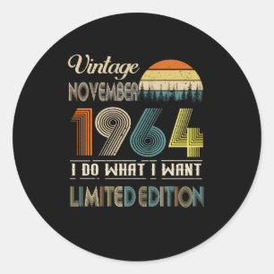 Pegatina Redonda Vintage Noviembre 1964 What I Want Limited Edition
