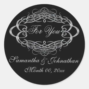 Pegatina Redonda Vintage nupcial favor "Por ti"