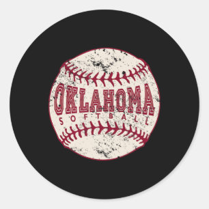 Pegatina Redonda Vintage Oklahoma Softll Ll