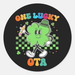 Pegatina Redonda Vintage One Lucky Ota Día de San Patricio Escuela