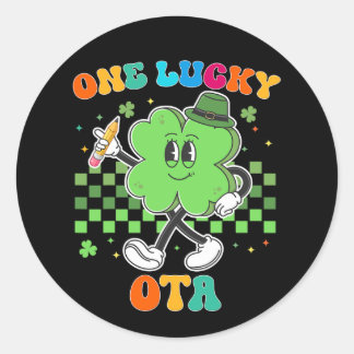 Pegatina Redonda Vintage One Lucky Ota Día de San Patricio Escuela 