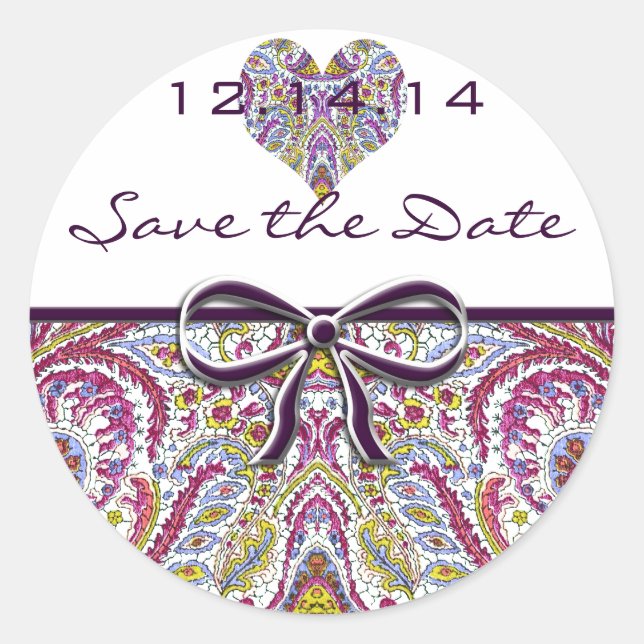 Pegatina Redonda Vintage Paisley (Anverso)