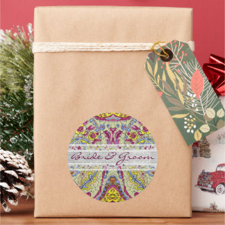 Pegatina Redonda Vintage Paisley