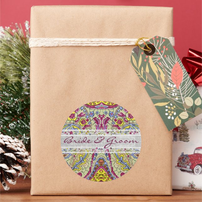 Pegatina Redonda Vintage Paisley (Vacaciones)