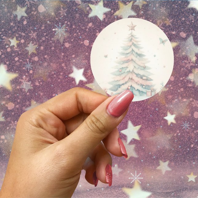 Pegatina Redonda Vintage pale Merry Christmas (Vintage pale Merry Christmas Classic Round Sticker)