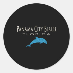 Pegatina Redonda Vintage Panama City Beach Fl Dolphin T Shirt