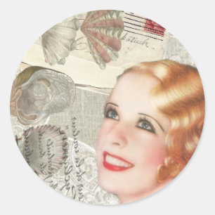 Pegatina Redonda vintage paris shabby chic retro ducha de novia