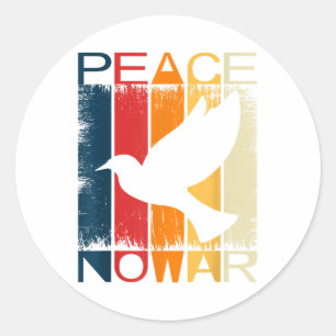 Pegatina Redonda Vintage Peace No War Shirt Peace Grave Tee
