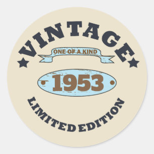 Pegatina Redonda Vintage personalizado de 70 años
