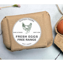 Pegatina Redonda Vintage Personalizado Farm Dueño Nombre Negro Text