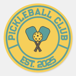 Pegatina Redonda Vintage Pickleball Club Est. 2024 Emblem