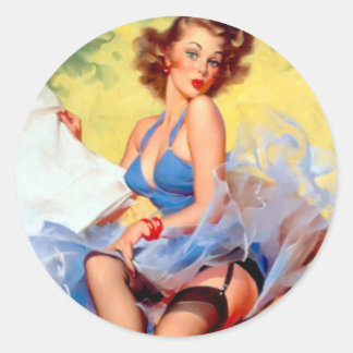 Pegatina Redonda Vintage Pin Up Chicas Pegatinas
