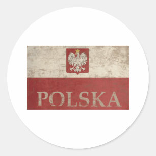 Pegatina Redonda Vintage Polska