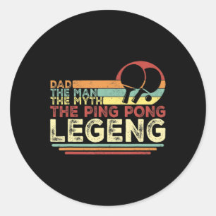 Pegatina Redonda Vintage Pong Dad Ping Pong Jugando a Tee Fathe