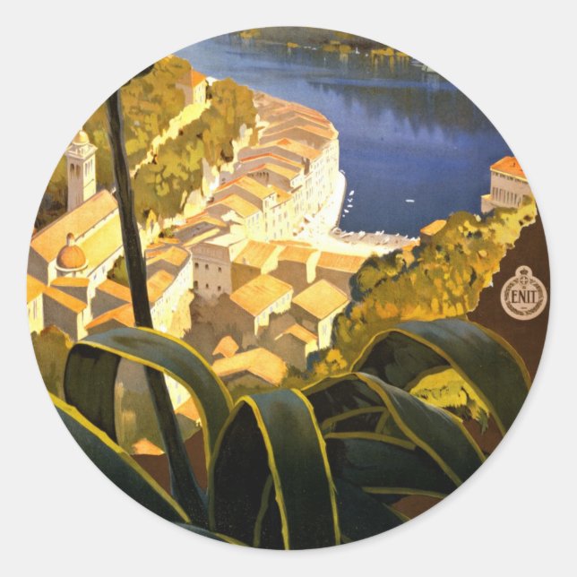 Pegatina Redonda Vintage Portofino (Anverso)