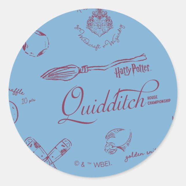Pegatina Redonda Vintage QUIDDITCH™ Sketch Pattern (Anverso)
