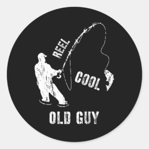 Pegatina Redonda Vintage Reel Guay Viejo Guy Pescador Regalo