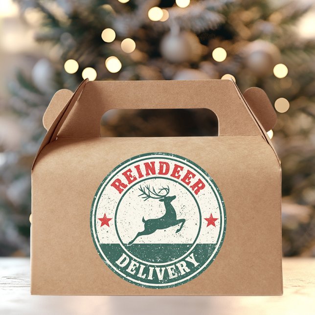 Pegatina Redonda Vintage Reindeer Delivery Christmas  (Subido por el creador)