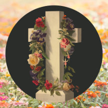 Vintage Religiosa Cruz Floral Jesús Pascua