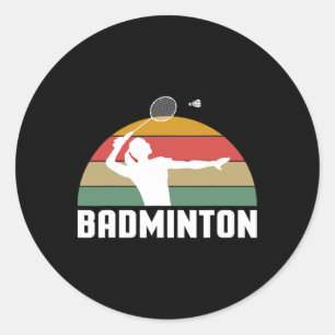 Pegatina Redonda Vintage Retro Badminton Shuttle