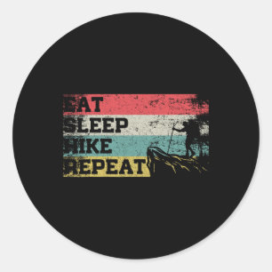Pegatina Redonda Vintage Retro Comer Dormir Caminar Repetir Diverti