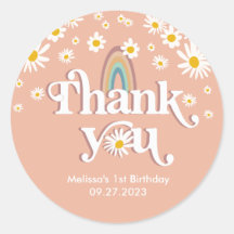 Vintage Retro Daisy Rainbow Gracias