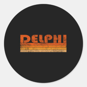 Pegatina Redonda Vintage Retro Delphi Grecia