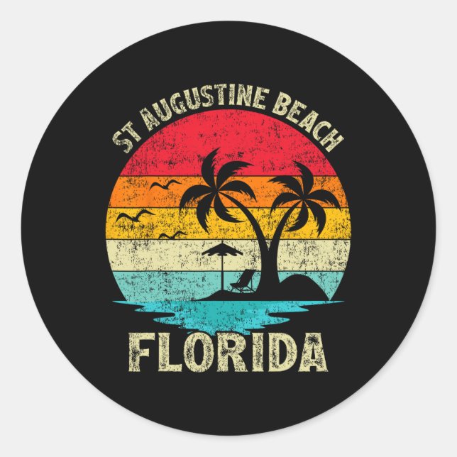 Pegatina Redonda Vintage Retro Florida St Augustine (Anverso)