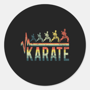 Pegatina Redonda Vintage Retro Latido Palabra Karate Kickboxing Cor