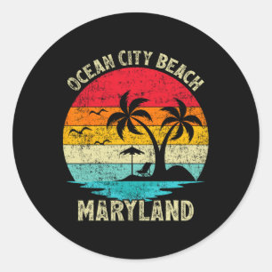 Pegatina Redonda Vintage Retro Maryland Ocean City
