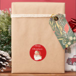 Pegatina Redonda Vintage Retro Santa Christmas Greetings<br><div class="desc">Vintage Retro Santa Navidad Saluda pegatinas.</div>