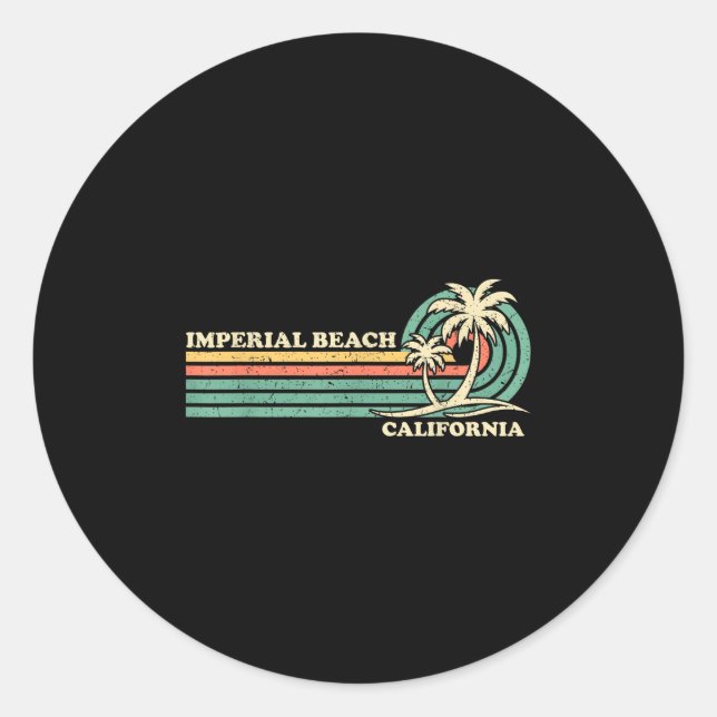 Pegatina Redonda Vintage Retro vacaciones de verano California Impe (Anverso)