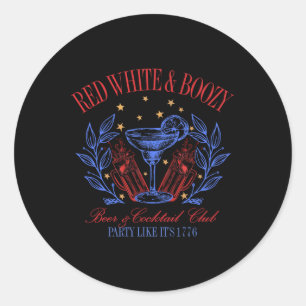Pegatina Redonda Vintage Rojo Blanco Y Boozy Cola Divertido Club 4