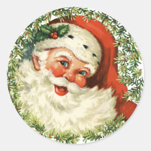 Pegatina Redonda Vintage Santa
