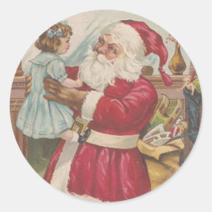 Pegatina Redonda Vintage Santa