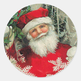 Pegatina Redonda Vintage Santa Claus