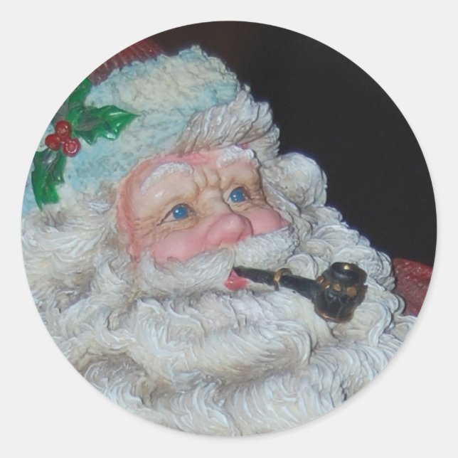 Pegatina Redonda Vintage Santa Claus (Anverso)