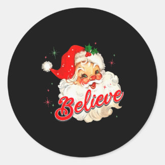 Pegatina Redonda Vintage Santa Claus Believe Christmas Women Boys G