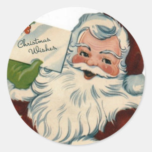 Pegatina Redonda Vintage Santa Claus Face Gifts