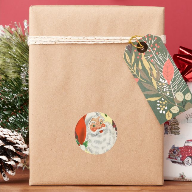 Pegatina Redonda Vintage Santa Navidades (Vacaciones)